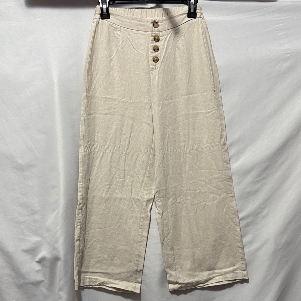 Aeropostale Cream Linen Blend Wide Leg Pants